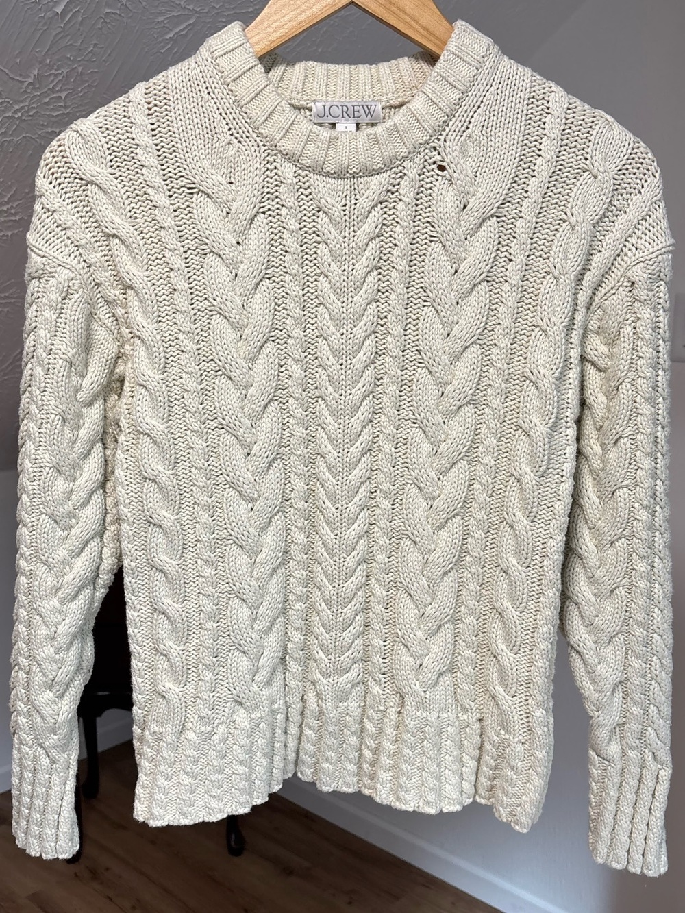 J. Crew fisherman cable knit sweater, size small